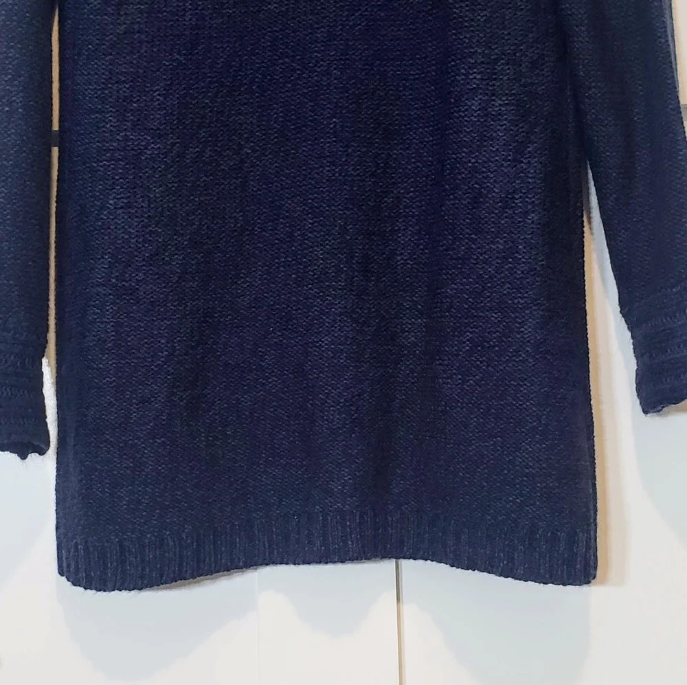 Laura Scott Cardigan Sweater Marled Blue Open Knit Size Medium Machine Wash